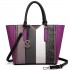 LT6624 - Miss Lulu Panelled Stripe Design Tote Handbag Purple